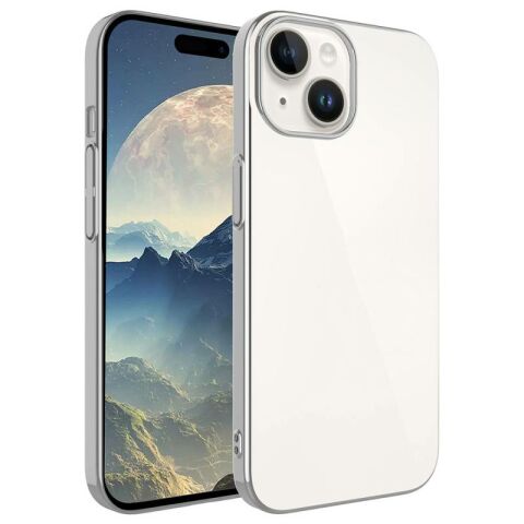 Apple iPhone 15 Kılıf Sert PC Renkli Çerçeveli Patinda Riksos Kapak