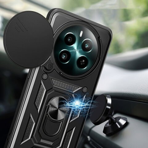Realme 12 Plus Kılıf Magnetik Standlı Kamera Korumalı Patinda Sürgülü Vega Kapak
