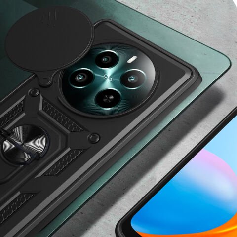 Realme 12 Plus Kılıf Magnetik Standlı Kamera Korumalı Patinda Sürgülü Vega Kapak