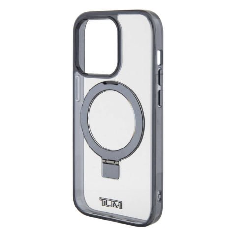 Apple iPhone 15 Pro Kılıf TUMI Orjinal Lisanslı Magsafe Şarj Özellikli Metal Logolu Ring Standlı Silikon Kapak