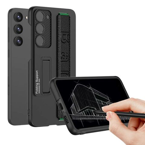 Galaxy S23 Plus Kılıf Standlı El Tutacaklı Patinda Band Kapak