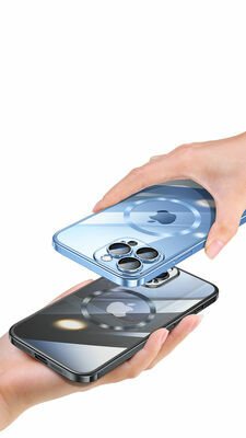 Apple iPhone 13 Pro Max Kılıf Wireless Şarj Özellikli Sert PC Patinda Riksos Magsafe Kapak