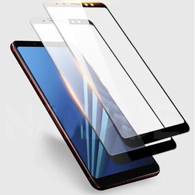 Galaxy A7 2018 Patinda Kenarları Kırılmaya Dayanıklı Cam Ekran Koruyucu