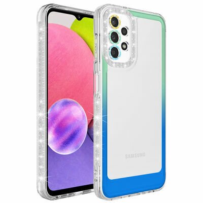 Galaxy A53 5G Kılıf Simli ve Renk Geçiş Tasarımlı Lens Korumalı Patinda Park Kapak