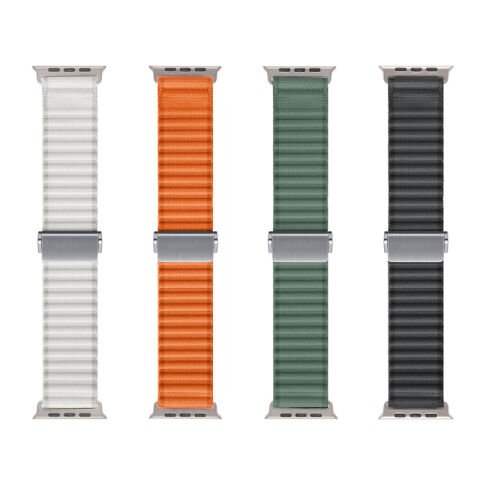 Apple Watch 10 46mm Patinda KRD-123 Naylon Kumaş Hasır Örgülü Kordon
