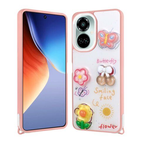 Tecno Camon 19 Pro Kılıf Parlayan Simli Kabartma Figürlü Patinda Cevze Kapak
