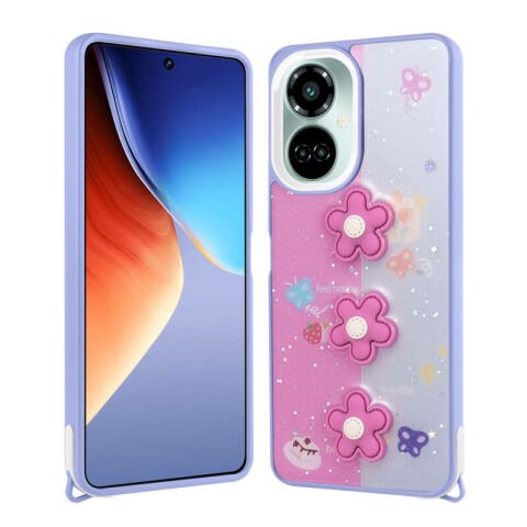 Tecno Camon 19 Pro Kılıf Parlayan Simli Kabartma Figürlü Patinda Cevze Kapak