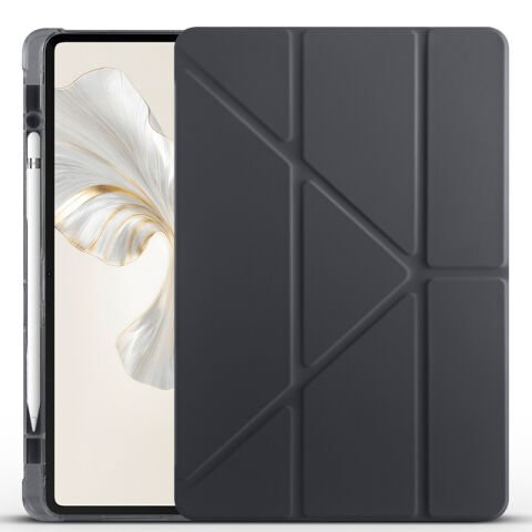 Honor Pad 9 Kılıf Patinda Tri Folding Kalem Bölmeli Standlı Kılıf Siyah