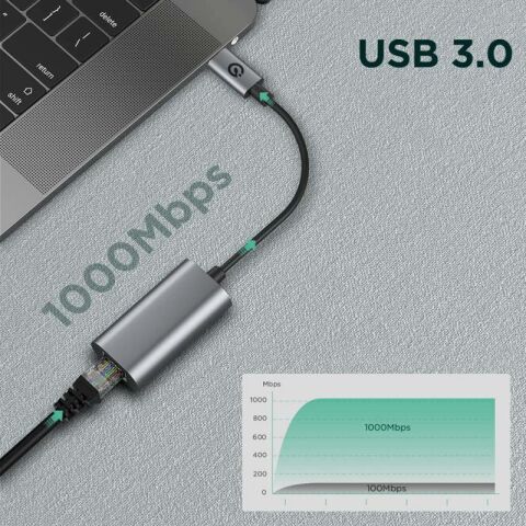 Patinda QG03 USB-A to RJ45 USB3.0 Ethernet Dönüştürücü Kablo 1000Mbps 22cm