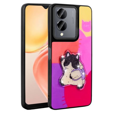 Vivo Y36 5G Kılıf Parlayan Kabartmalı İkonik Figürlü Patinda Amas Silikon Kapak