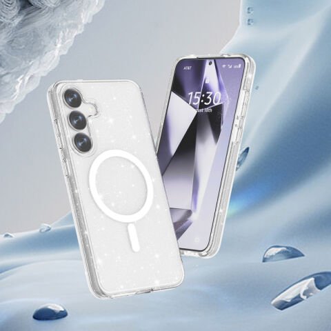 Galaxy S25 Plus Kılıf Magsafe Şarj Özellikli Parlayan Simli Saydam Renkli Patinda Allstar Kapak