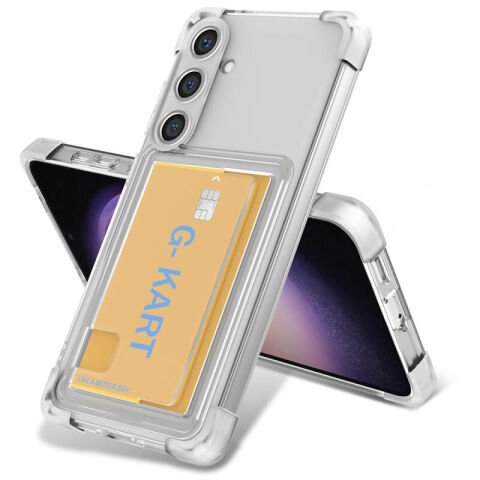 Galaxy S24 Kılıf Airbag Tasarımlı Şeffaf Kartlıklı Patinda G-Kart Kapak
