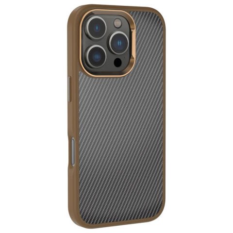 Apple iPhone 16 Pro Max Kılıf Karbon Fiber Görünümlü Parlak Kamera Çerçeveli Patinda Venus Kapak