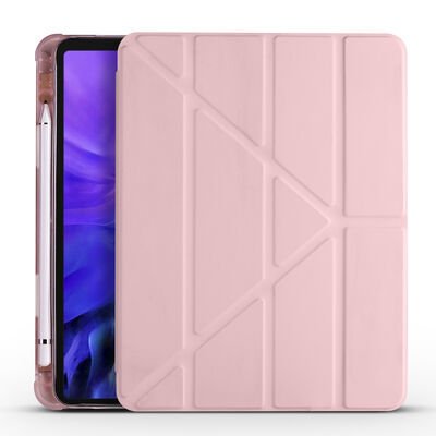 Apple iPad Air 10.9 2020 (4.Nesil) Kılıf Patinda Tri Folding Kalem Bölmeli Standlı Kılıf