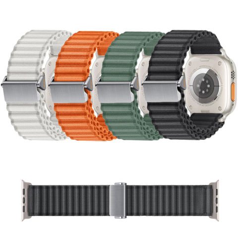 Apple Watch 42mm Patinda KRD-123 Naylon Kumaş Hasır Örgülü Kordon