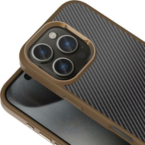 Apple iPhone 16 Pro Kılıf Karbon Fiber Görünümlü Parlak Kamera Çerçeveli Patinda Venus Kapak