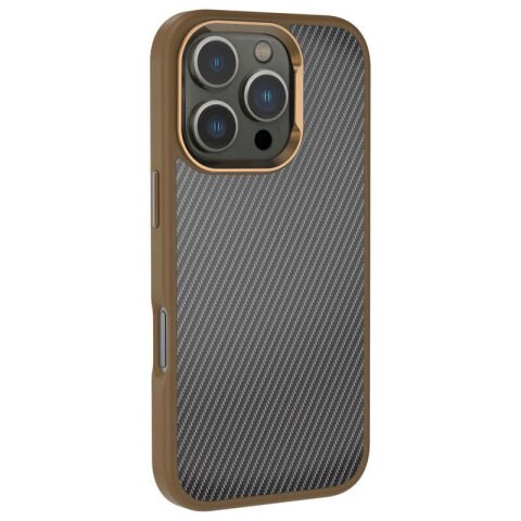 Apple iPhone 16 Pro Kılıf Karbon Fiber Görünümlü Parlak Kamera Çerçeveli Patinda Venus Kapak