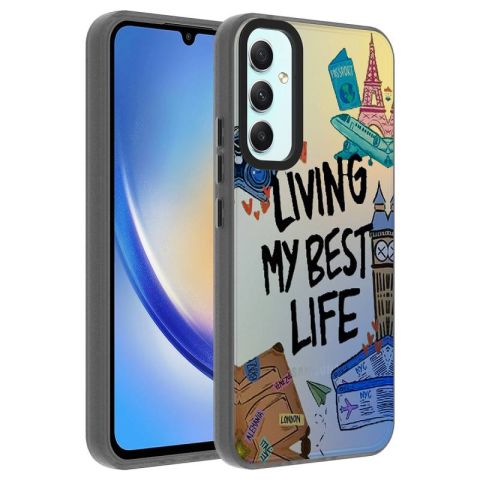 Galaxy A34 Kılıf Desenli Patinda Dragon Sert Kapak
