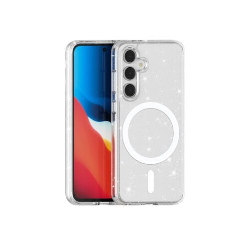 Galaxy S24 FE Kılıf Magsafe Şarj Özellikli Parlayan Simli Saydam Renkli Patinda Allstar Kapak