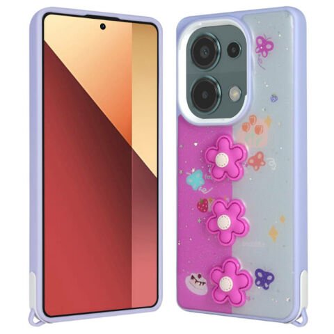 Xiaomi Poco M6 Pro 4G Kılıf Parlayan Simli Kabartma Figürlü Patinda Cevze Kapak