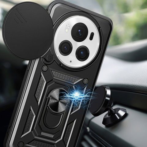 Honor Magic 6 Pro Kılıf Magnetik Standlı Kamera Korumalı Patinda Sürgülü Vega Kapak
