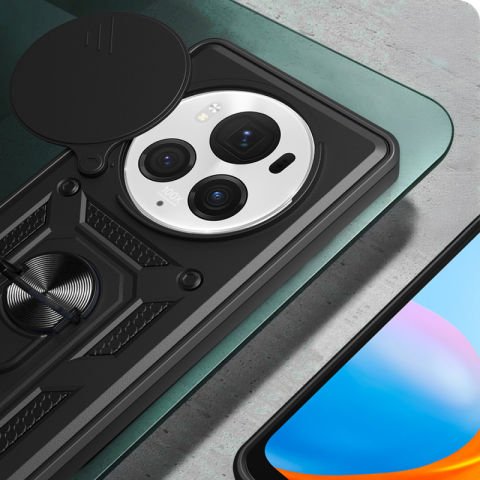 Honor Magic 6 Pro Kılıf Magnetik Standlı Kamera Korumalı Patinda Sürgülü Vega Kapak
