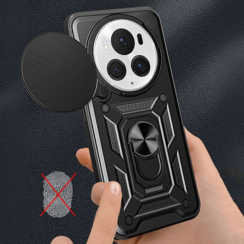 Honor Magic 6 Pro Kılıf Magnetik Standlı Kamera Korumalı Patinda Sürgülü Vega Kapak
