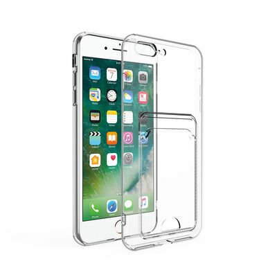 Apple iPhone 7 Plus Kılıf Kartlıklı Şeffaf Patinda Setra Clear Silikon Kapak