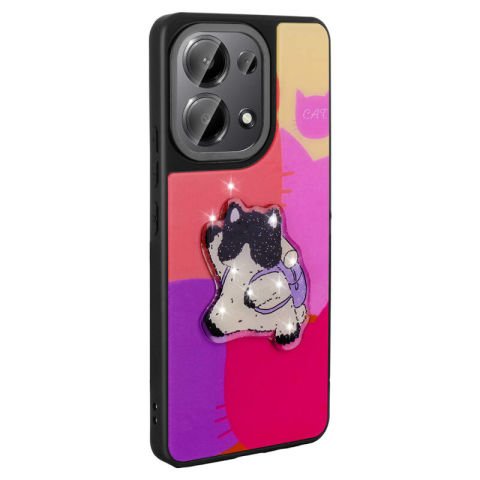 Xiaomi Poco M6 Pro 4G Kılıf Parlayan Kabartmalı İkonik Figürlü Patinda Amas Silikon Kapak