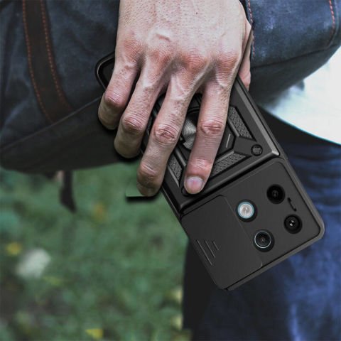 Xiaomi Redmi Note 13 Pro 5G Kılıf Magnetik Standlı Kamera Korumalı Patinda Sürgülü Vega Kapak