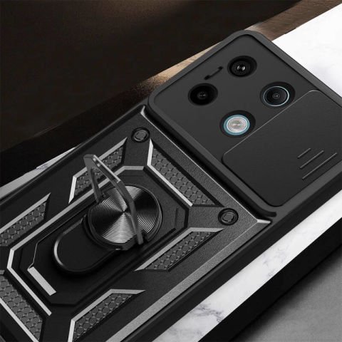 Xiaomi Redmi Note 13 Pro 5G Kılıf Magnetik Standlı Kamera Korumalı Patinda Sürgülü Vega Kapak