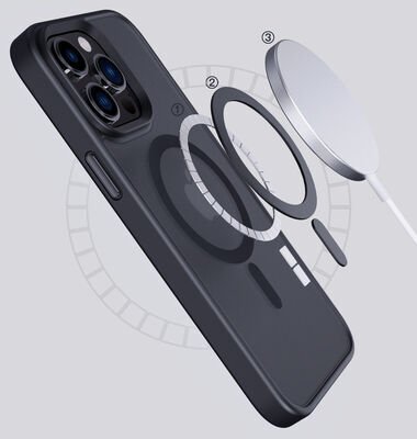 Apple iPhone 14 Pro Max Kılıf Wireless Şarj Özellikli Patinda Hibrit Magsafe Kapak