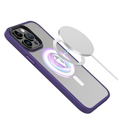 Apple iPhone 14 Pro Max Kılıf Wireless Şarj Özellikli Patinda Hibrit Magsafe Kapak