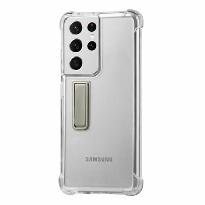Galaxy S21 Ultra Kılıf Patinda Standlı Süper Silikon Kapak