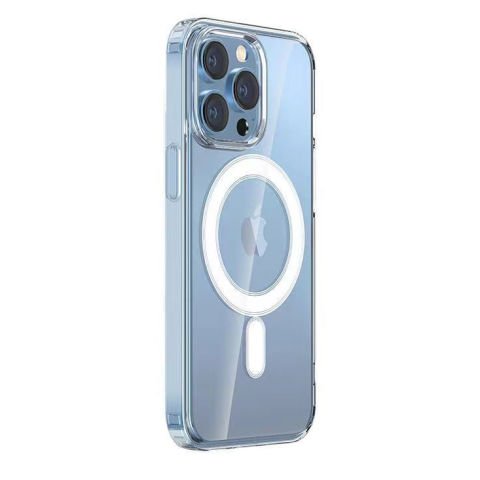 Apple iPhone 14 Pro Max Kılıf Magsafe Şarj Özellikli Şeffaf Sert PC Patinda Embos Kapak