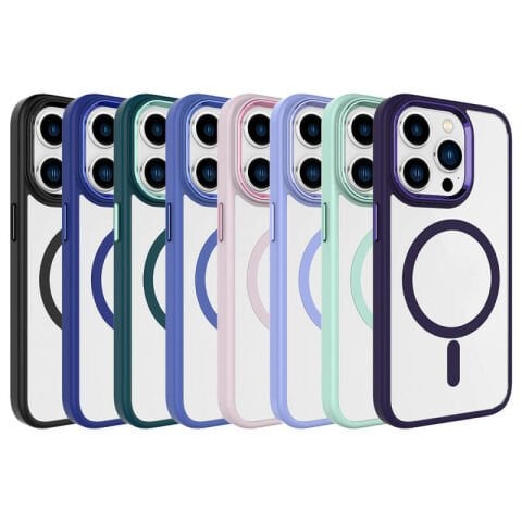 Apple iPhone 15 Pro Max Kılıf Wireless Şarj Özellikli Patinda Krom Magsafe Silikon Kapak