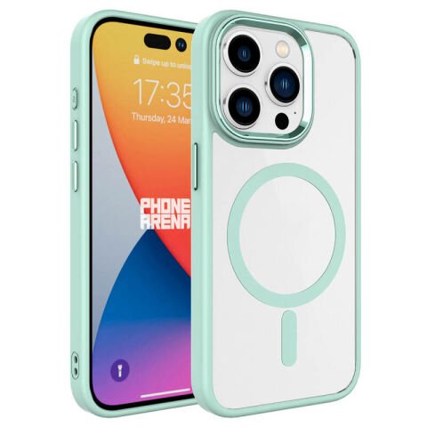 Apple iPhone 15 Pro Max Kılıf Wireless Şarj Özellikli Patinda Krom Magsafe Silikon Kapak
