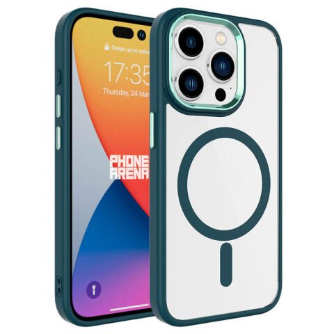 Apple iPhone 15 Pro Max Kılıf Wireless Şarj Özellikli Patinda Krom Magsafe Silikon Kapak