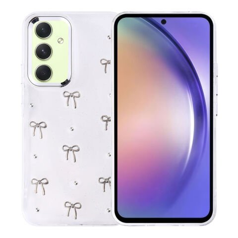 Galaxy A54 Kılıf Airbag Tasarımlı Simli Şeffaf Patinda Kutup Kapak