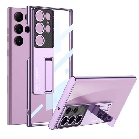 Galaxy S23 Ultra Kılıf Kamera Korumalı Şeffaf Tasarımlı Patinda Lego Standlı Kapak