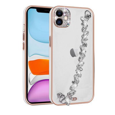 Apple iPhone 11 Kılıf Taş Süslemeli Kamera Korumalı El Tutamaçlı Patinda Blazer Kapak