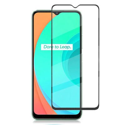 Realme C15 Patinda Kenarları Kırılmaya Dayanıklı Cam Ekran Koruyucu