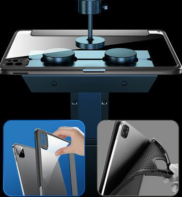 Apple iPad Pro 12.9 2022 M2 Kılıf Patinda Nort Arkası Şeffaf Standlı Kılıf
