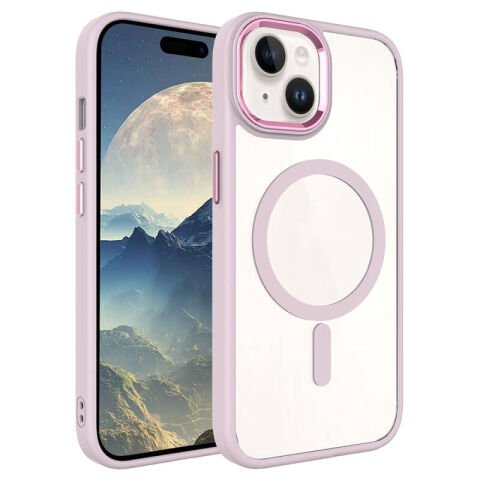 Apple iPhone 15 Plus Kılıf Wireless Şarj Özellikli Patinda Krom Magsafe Silikon Kapak