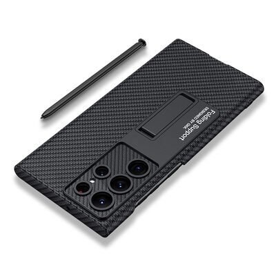 Galaxy S23 Ultra Kılıf Patinda Kıpta Standlı Kapak