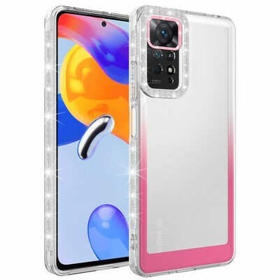 Xiaomi Redmi Note 11S Global Kılıf Simli ve Renk Geçiş Tasarımlı Lens Korumalı Patinda Park Kapak