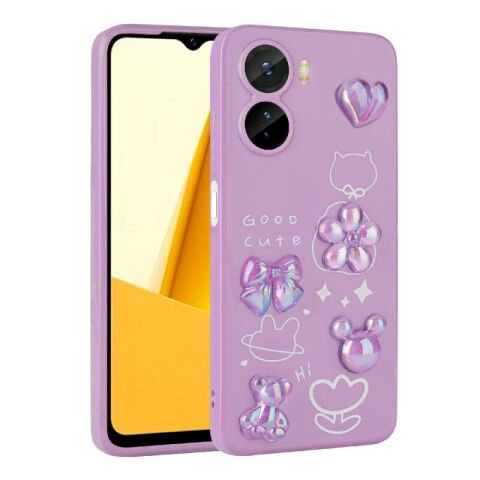 Vivo Y16 Kılıf Kabartma Figürlü Parlak Patinda Toys Silikon Kapak