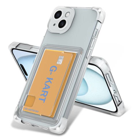 Apple iPhone 14 Kılıf Airbag Tasarımlı Şeffaf Kartlıklı Patinda G-Kart Kapak