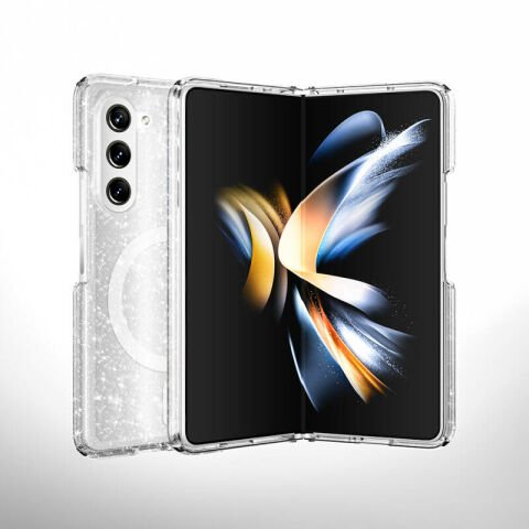 Galaxy Z Fold 6 Kılıf Magsafe Şarj Özellikli Parlayan Simli Saydam Renkli Patinda Allstar Kapak