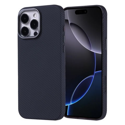 Apple iPhone 16 Pro Kılıf Magsafe Şarj Özellikli Karbon Fiber Görünümlü Patinda Nekst Kapak